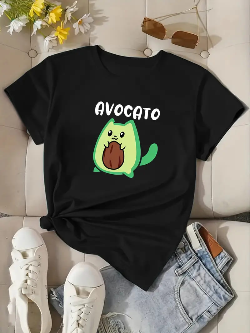 Avocado Cartoon Graphic Women's Sports Tee